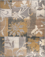 Geometric Patchwork Distressed Ivory Grey Camel Soft Area Rug - Multiple Sizes Available