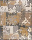 Geometric Patchwork Distressed Ivory Grey Camel Soft Area Rug - Multiple Sizes Available