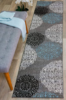 Contemporary Modern Floral Area Rug  Black