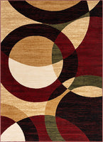 Modern Styling Shapes Circles Multi Color Red Black Beige Thick Soft Area Rug