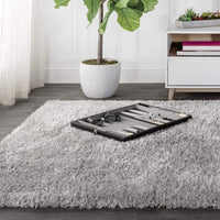 Aydin Plush Shag Mingled Gray/Ivory Soft Area Rug