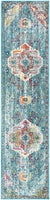 Boho Chic Oriental Medallion Distressed Teal Orange Area Rug