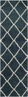 Diamond Trellis Slate Blue/Ivory Soft Plush Shag Area Rug 2-inch Thick