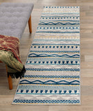 Contemporary Bohemian Blue Gray Ivory Area Rug