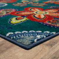 Home Whinstone Paisley Floral Soft Area Rug, Dark Teal Multi