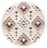 Moroccan Tassel Shag Collection Boho Soft Area Rug Ivory / Brown