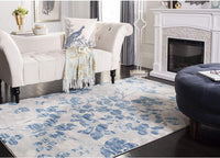 Vintage Floral Grey Blue Soft Area Rug