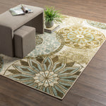 Medallion Area Rugs Blue Brown Light Multi-color