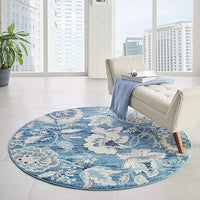 Tranquil Eclectic Floral Turquoise Soft Area Rug