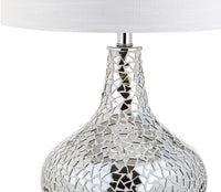 Emilia 26" Mirrored Mosaic LED Table Lamp Silver