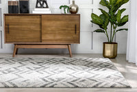 Seville Grey & Ivory Diamond Lines Geometric Pattern Area Rug