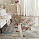 Modern Abstract Area Rug, Grey / Multi