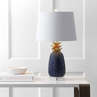 Pineapple 23" Ceramic LED Table Lamp Navy/Gold