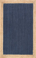 Hand Woven Jute Area Rug, Blue