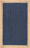 Hand Woven Jute Area Rug, Blue