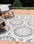 Botanical Collection Floral Abstract Transitional Indoor Outdoor Flatweave Gray/Light Gray Area Rug