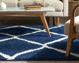 Celina Blue Moroccan Shag Diamond Trellis Pattern Area Rug