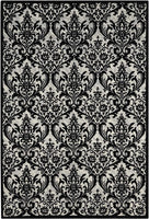 Damask Contemporary Soft Area Rug, Black/White