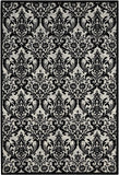 Damask Contemporary Soft Area Rug, Black/White