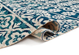 Modern Floral Ivory Blue Short Pile Area Rug