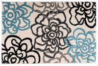 Contemporary Floral Cream Blue Brown Area Rug