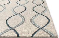 Stripes Solid Geometric Ivory Blue Grey Area Rug