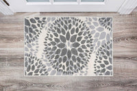 Floral Gray/Grey Off-white Area Rug