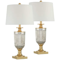 Dawn Gold and Glass Pedestal Table Lamps Set of 2