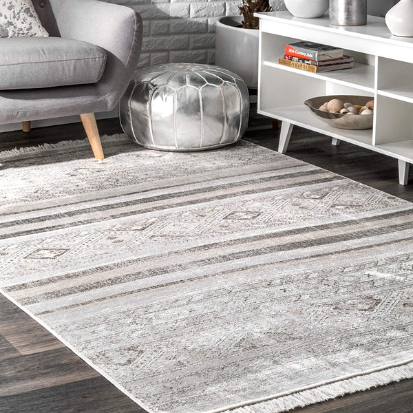 Roseline Vintage Tribal Area Rug, Grey