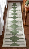 Bellagio Luna Tribal Moroccan Diamond Pattern Green High-Low Flat-Weave Area  Rug