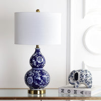 Lee 27" Ceramic Chinoiserie LED Table Lamp Blue/White