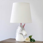 Simple Designs 16"H Sparkling Pink and White Unicorn Accent Table Lamp