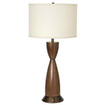 Dagny Chocolate Brown Wood Table Lamp with Outlet