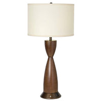 Dagny Chocolate Brown Wood Table Lamp with Outlet