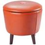 Adam Orange Tufted Faux Leather Storage Ottoman