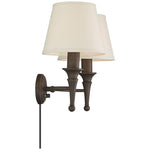 Braidy Bronze 2-Light Plug-In Wall Sconce with Cord Cover