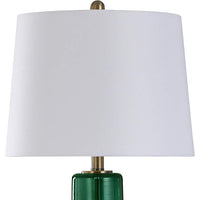 Opella 2-Tiered Emerald Green Seeded Glass Modern Luxe Table Lamp