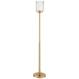 Kinsey Antique Brass Torchiere Floor Lamp with Stone Pattern Glass Shade
