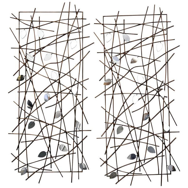 Limbed Reflection 38" High 2-Piece Metal Wall Art Set