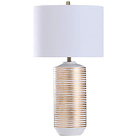 Contini Threaded Gold and White Spool Ceramic Table Lamp