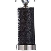 Aglona Textured Black Coal Pedestal Table Lamp