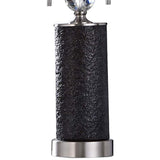 Aglona Textured Black Coal Pedestal Table Lamp