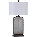Charles Dimpled and Tinted Smoked Gray Glass Table Lamp