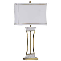 Cecco Antiqued Brass Metal and Natural Marble Table Lamp