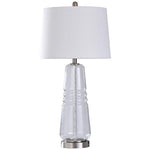 Sanna Clear Seeded Glass and Brushed Steel Table Lamp