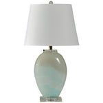 Orton Frosted White and Blue Glass Vase Table Lamp