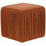 Morgan Cognac Velvet Pleated Square Ottoman