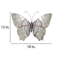 Silver with Rust Dashes Butterfly 18" Wide Wall Decor