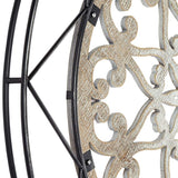 Mandala Black and Natural 33" Round Metal Wall Art