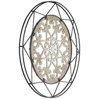 Mandala Black and Natural 33" Round Metal Wall Art